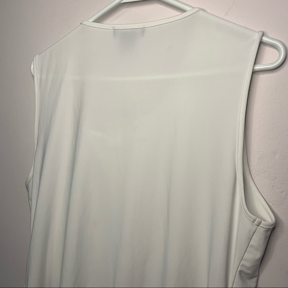 DKNY White Asymmetric Tie-Neck Blouse Sleeveless - Picture 9 of 9